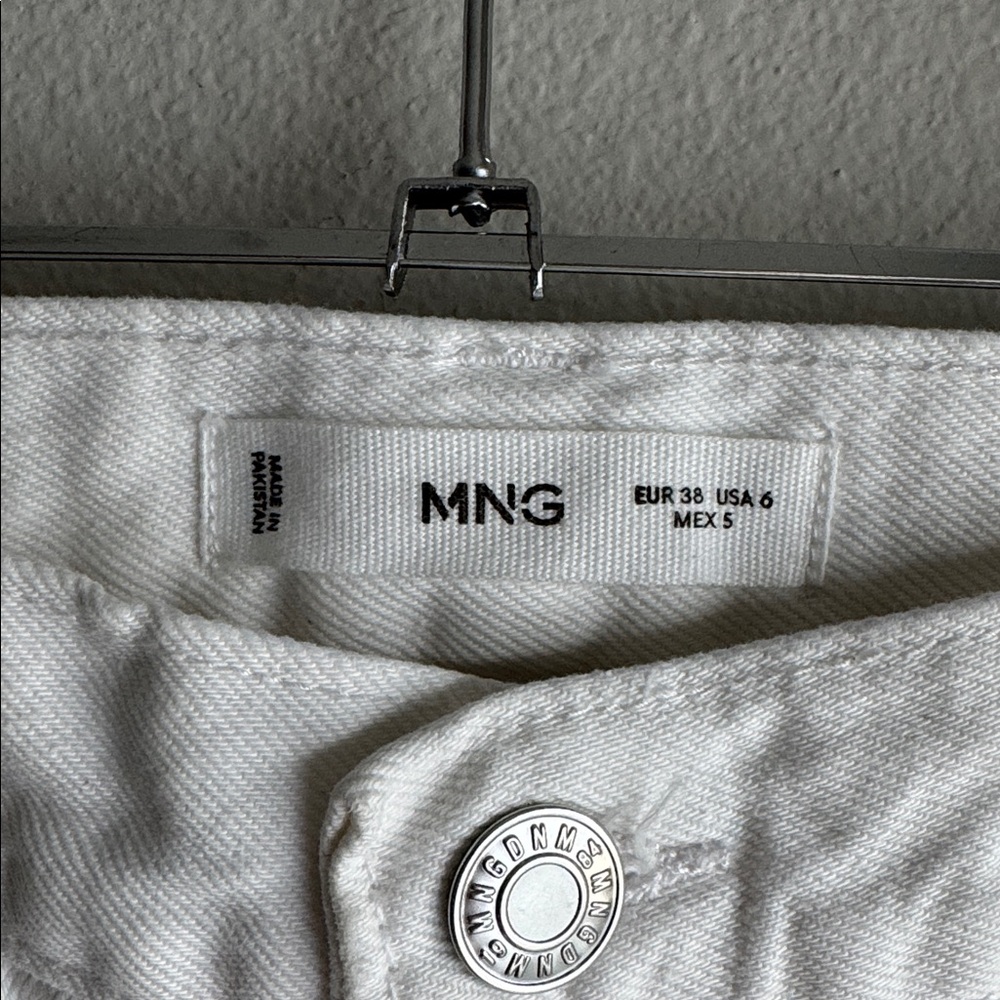 MANGO Carpenter Cargo Jeans White Wide Leg Jeans women’s size 6 US - Picture 3 of 4